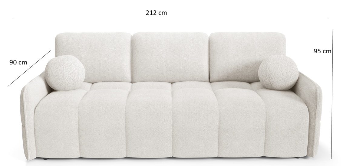 EMILI Nowoczesna Kanapa z funkcją spania z okrągłymi poduszkami - zdjęcie produktu